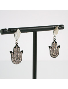 Kolczyki srebrne HAMSA RĘKA FATIMY stal chirurgiczna... 2