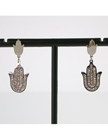 Kolczyki srebrne HAMSA RĘKA FATIMY stal...