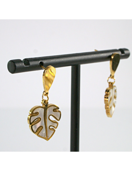 Kolczyki złote Liście  MONSTERA stal chirurgiczna Lolita Akcesoria