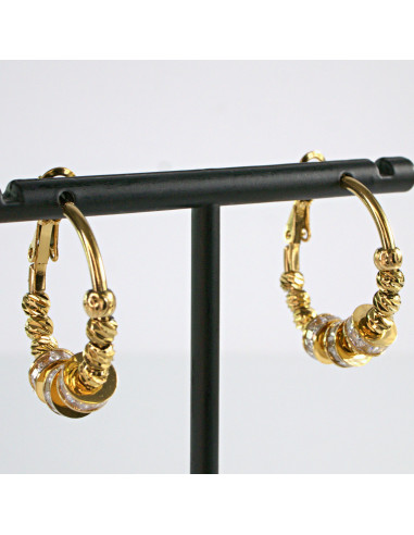 Kolczyki złote KOŁA Z CYRKONIAMI stal...