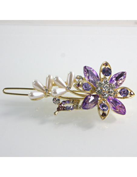 Spinka do włosów KWIAT Z KRYSZTAŁKAMI FIOLET Lolita Akcesoria