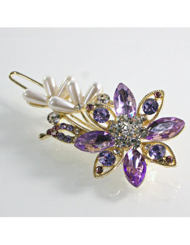 Spinka do włosów KWIAT Z KRYSZTAŁKAMI FIOLET...