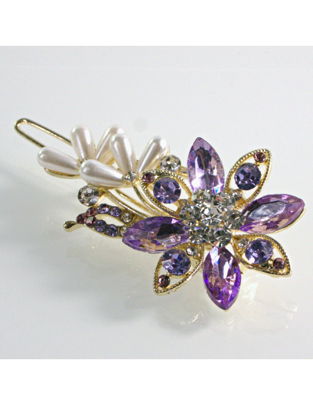 Spinka do włosów KWIAT Z KRYSZTAŁKAMI FIOLET Lolita Akcesoria