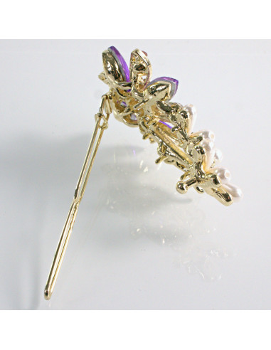 Spinka do włosów KWIAT Z KRYSZTAŁKAMI FIOLET...