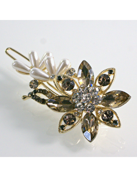 Spinka do włosów KWIAT Z KRYSZTAŁKAMI GRAFIT Lolita Akcesoria