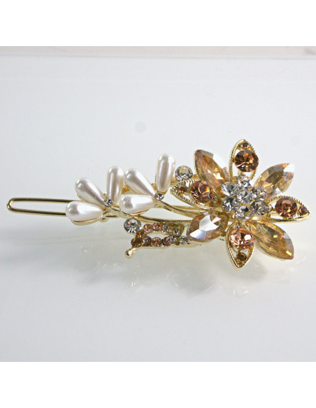 Spinka do włosów KWIAT Z KRYSZTAŁKAMI MIODOWY Lolita Akcesoria