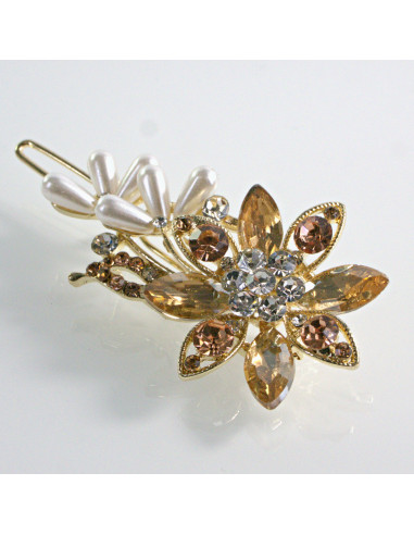 Spinka do włosów KWIAT Z KRYSZTAŁKAMI MIODOWY...