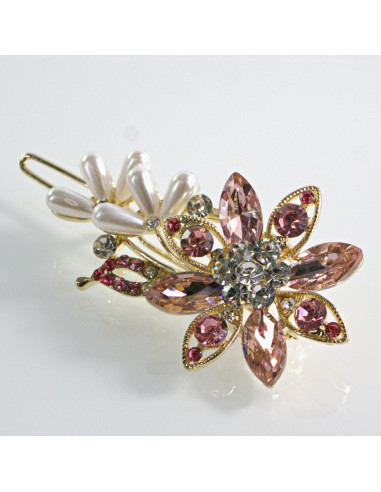 Spinka do włosów KWIAT Z KRYSZTAŁKAMI RÓŻOWY...