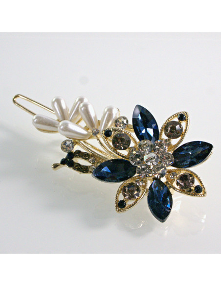 Spinka do włosów KWIAT Z KRYSZTAŁKAMI GRANATOWY Lolita Akcesoria