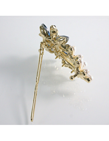 Spinka do włosów KWIAT Z KRYSZTAŁKAMI GRANATOWY...