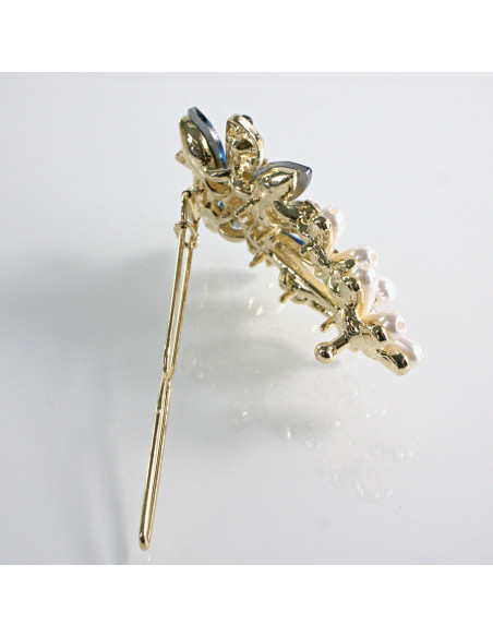 Spinka do włosów KWIAT Z KRYSZTAŁKAMI GRANATOWY Lolita Akcesoria