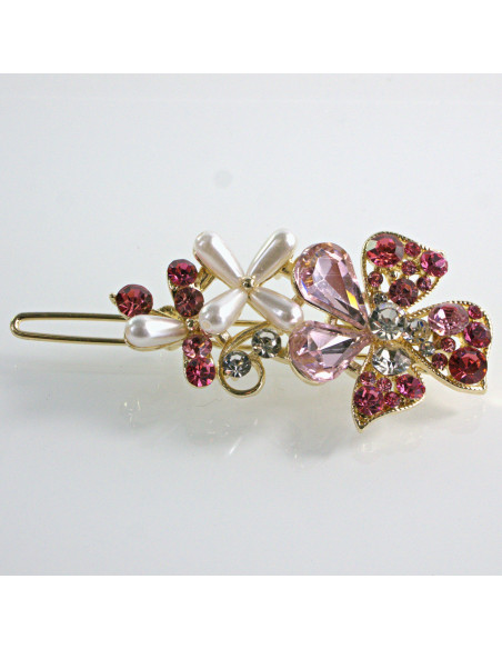 Spinka do włosów KWIATEK Z KRYSZTAŁKAMI RÓŻ Lolita Akcesoria