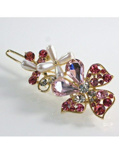 Spinka do włosów KWIATEK Z KRYSZTAŁKAMI RÓŻ...