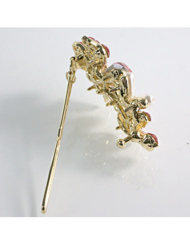 Spinka do włosów KWIATEK Z KRYSZTAŁKAMI RÓŻ...