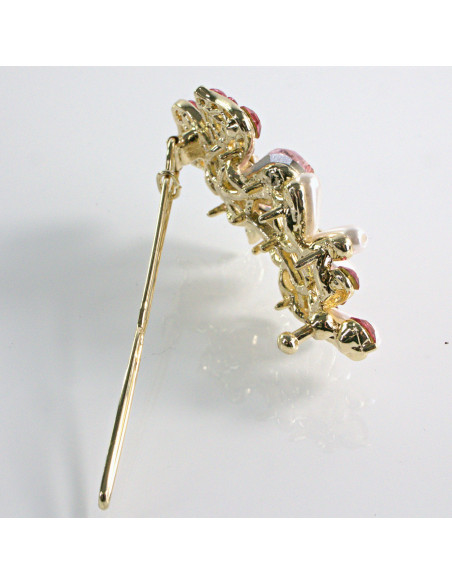 Spinka do włosów KWIATEK Z KRYSZTAŁKAMI RÓŻ Lolita Akcesoria