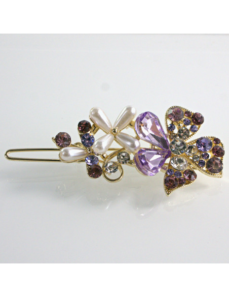 Spinka do włosów KWIATEK Z KRYSZTAŁKAMI FIOLET Lolita Akcesoria