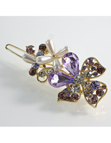 Spinka do włosów KWIATEK Z KRYSZTAŁKAMI FIOLET...