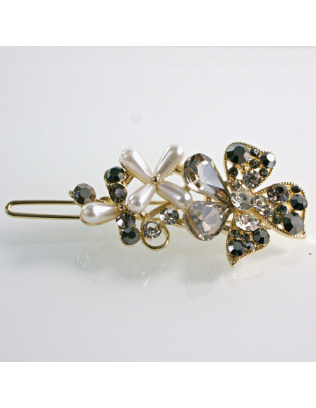 Spinka do włosów KWIATEK Z KRYSZTAŁKAMI GRAFIT Lolita Akcesoria