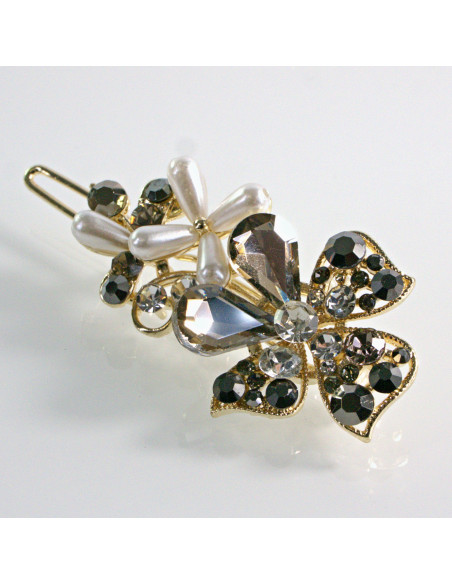 Spinka do włosów KWIATEK Z KRYSZTAŁKAMI GRAFIT Lolita Akcesoria