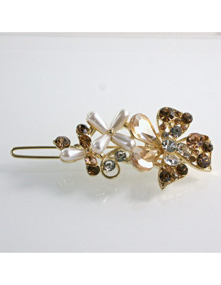 Spinka do włosów KWIATEK Z KRYSZTAŁKAMI BRĄZ Lolita Akcesoria