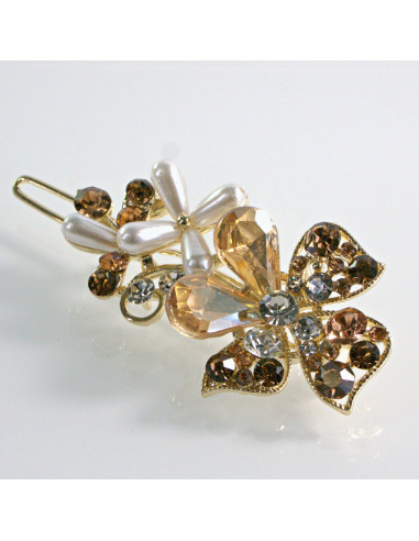 Spinka do włosów KWIATEK Z KRYSZTAŁKAMI BRĄZ...