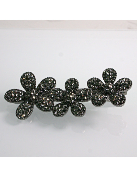 Spinka do włosów 3 KWIATKI Z KRYSZTAŁKAMI GRAFIT Lolita Akcesoria