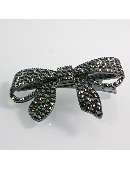 Spinka do włosów KOKARDKA Z KRYSZTAŁKAMI GRAFIT Lolita Akcesoria