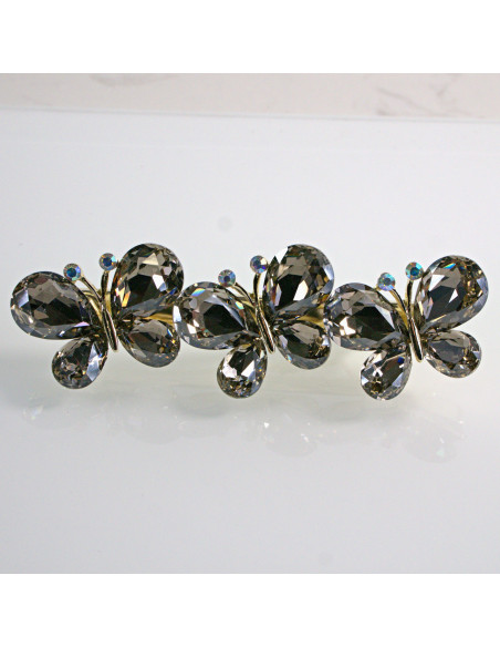 Spinka do włosów 3 MOTYLKI Z KRYSZTAŁKAMI GRAFIT Lolita Akcesoria