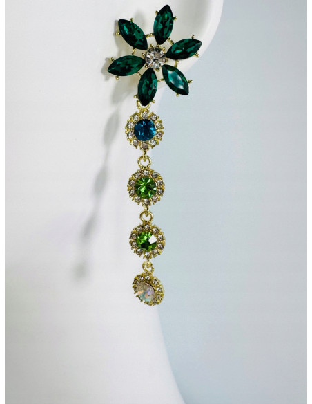 Kolczyki WIECZOROWE ZIELONE KWIATKI Lolita Accessories srebrny sztyft 925