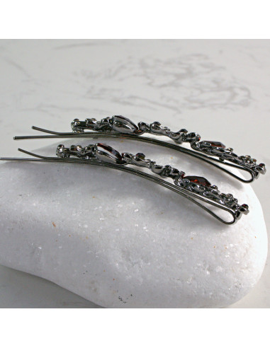 Wsuwka do włosów Dwa kwiatki z kryształkami 2...