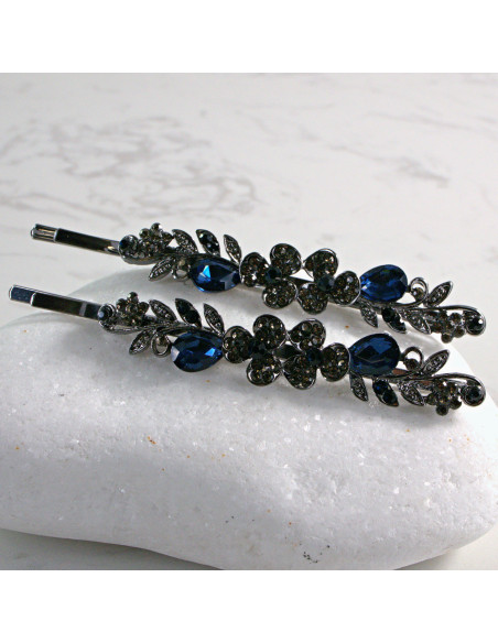 Wsuwka do włosów Dwa kwiatki z kryształkami 2 szt. GRANAT Lolita Akcesoria