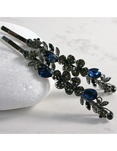 Wsuwka do włosów Dwa kwiatki z kryształkami 2 szt. GRANAT Lolita Akcesoria