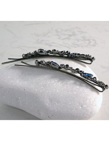 Wsuwka do włosów Dwa kwiatki z kryształkami 2...