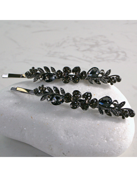 Wsuwka do włosów Dwa kwiatki z kryształkami 2 szt. GRAFIT Lolita Akcesoria