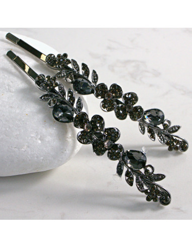 Wsuwka do włosów Dwa kwiatki z kryształkami 2...