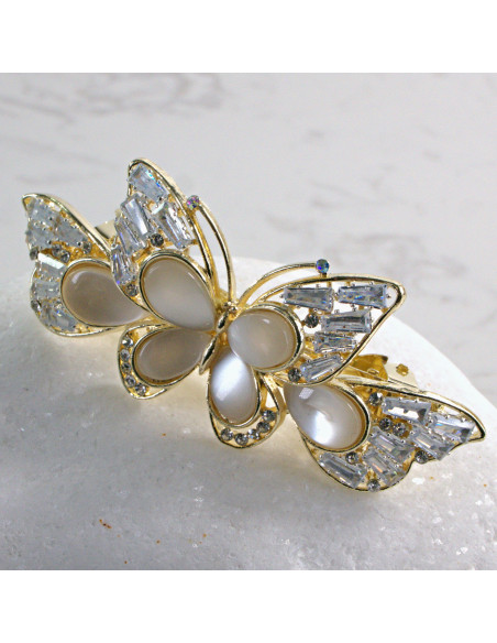Klamra francuska ZŁOTY MOTYL Z KRYSZTAŁKAMI Lolita Accessories