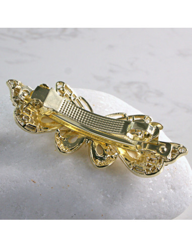 Klamra francuska ZŁOTY MOTYL Z KRYSZTAŁKAMI...