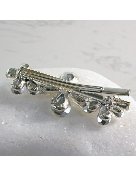 Spinka do włosów 3 KWIATKI SREBRNE KRYSZTAŁKI Lolita Accessories