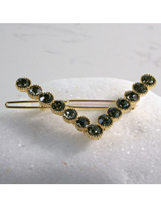 Spinka do włosów w kształcie "V" CZARNE KRYSZTAŁKI Lolita...