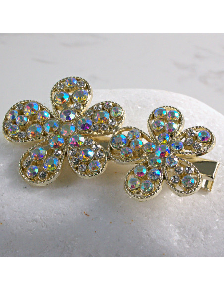 Spinka do włosów DWA ZŁOTE KWIATKI CRYSTAL AB Lolita Accessories