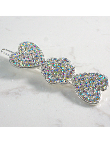 Spinka do włosów SREBRNE SERCA I KWIATEK Z...