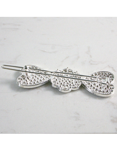 Spinka do włosów SREBRNE SERCA I KWIATEK Z...