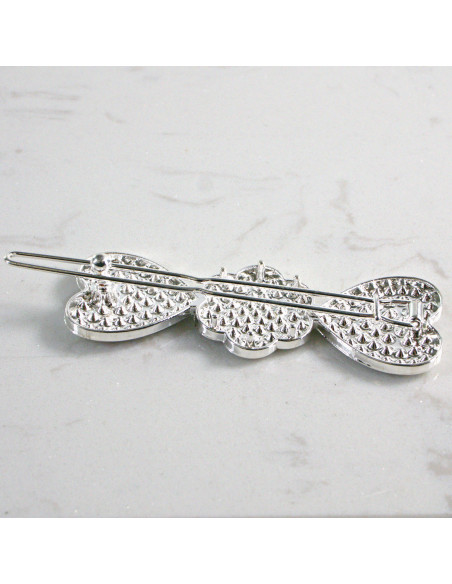 Spinka do włosów SREBRNE SERCA I KWIATEK Z KRYSZTAŁKAMI Lolita Accessories