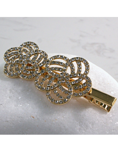 Spinka do włosów ZŁOTE KWIATY Z KRYSZTAŁKAMI...