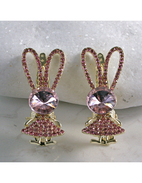 Spinka do włosów 2 SZT. RÓŻOWY KAMIEŃ I KRYSZTAŁKI Lolita Accessories