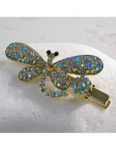 Spinka do włosów MOTYL SREBRNE KRYSZTAŁKI AB...