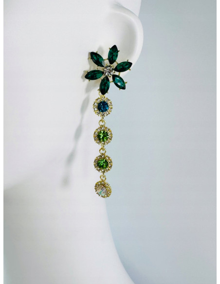 Kolczyki WIECZOROWE ZIELONE KWIATKI Lolita Accessories srebrny sztyft 925