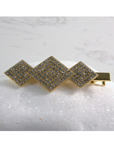 Spinka do włosów 3 ZŁOTE ROMBY Z KRYSZTAŁKAMI Lolita...