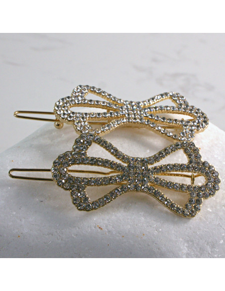 Spinka do włosów 2 SZT. ZŁOTA KOKARDA Z KRYSZTAŁKAMI Lolita Accessories