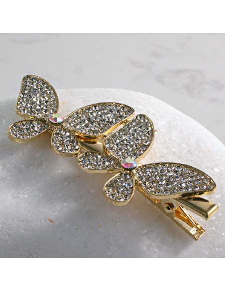 Spinka do włosów 2 ZŁOTE MOTYLE Z KRYSZTAŁKAMI Lolita Accessories
